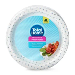 Total Home Decorated Paper Plates 8-3/4 Inches
