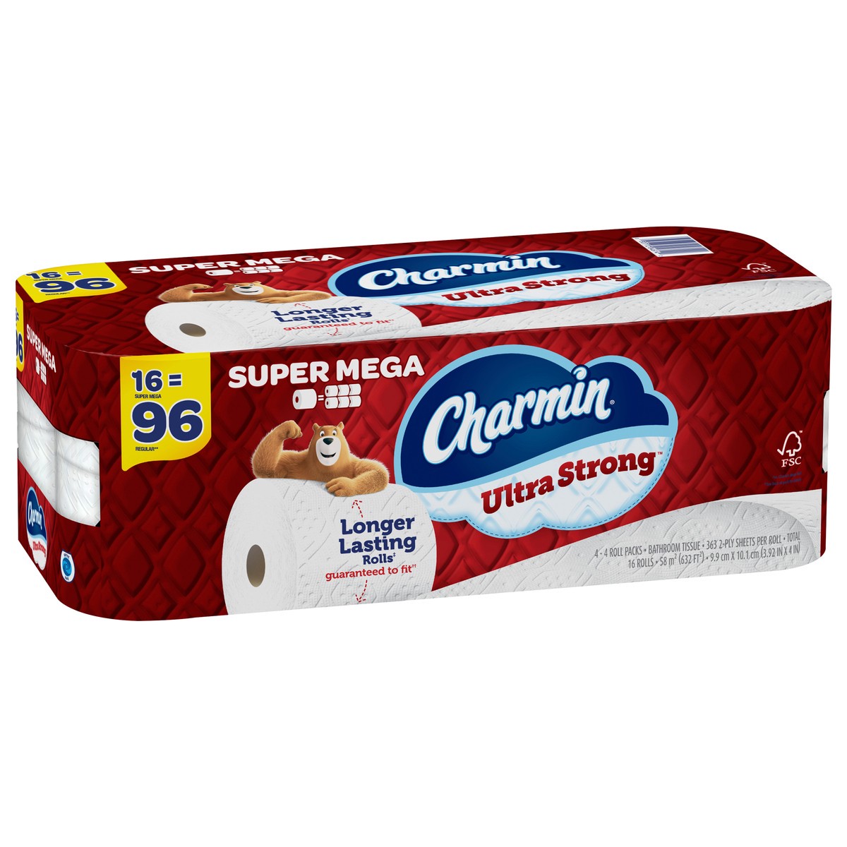 slide 4 of 5, Charmin Ultra Strong Toilet Paper 16 Super Mega Rolls, 363 Sheets Per Roll, 16 ct