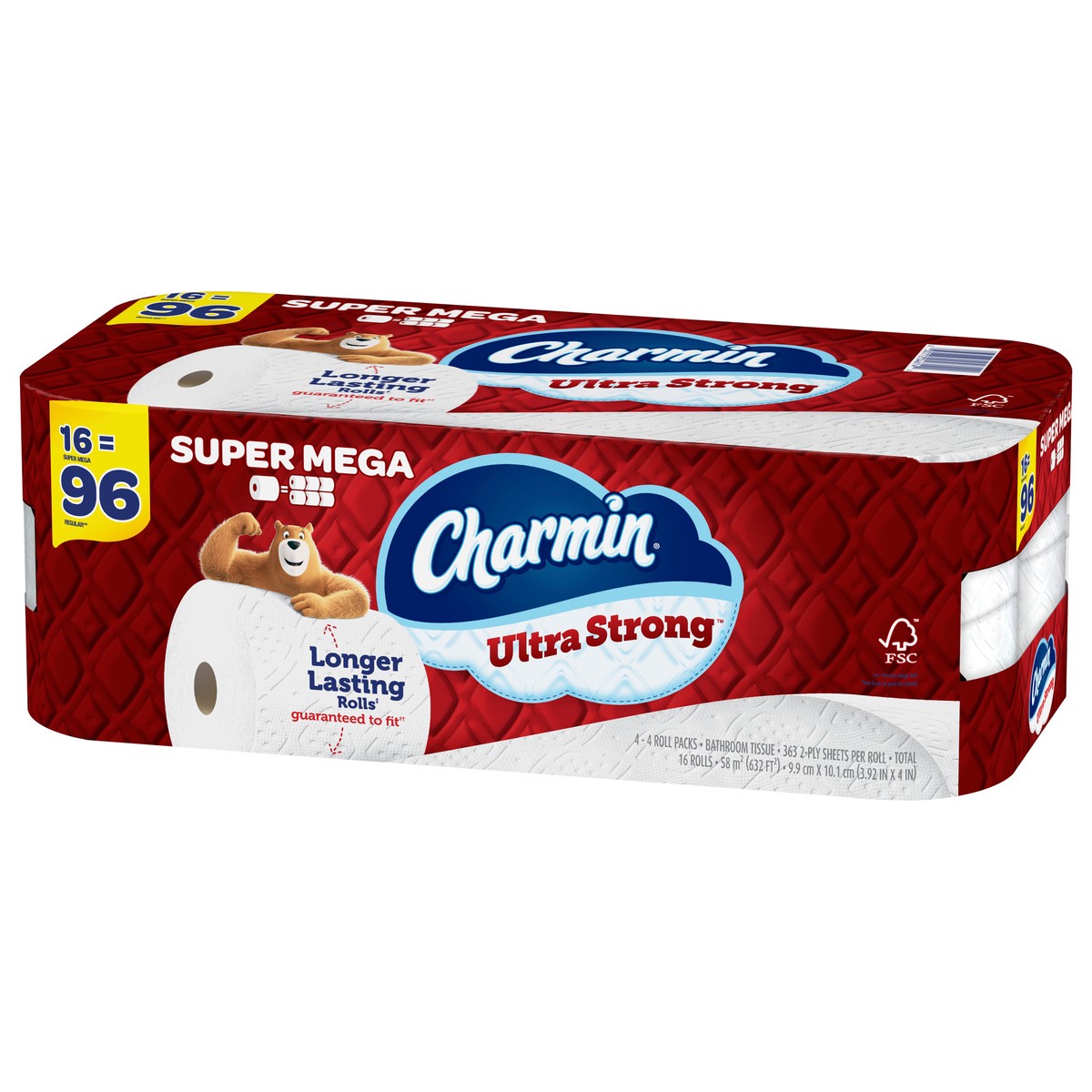 slide 5 of 5, Charmin Ultra Strong Toilet Paper 16 Super Mega Rolls, 363 Sheets Per Roll, 16 ct