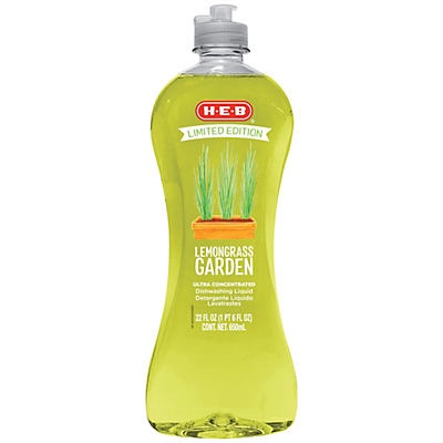 slide 1 of 1, H-E-B Limited Edition Ultra Concentrated Lemongrass Garden Dish Soap, 22 oz