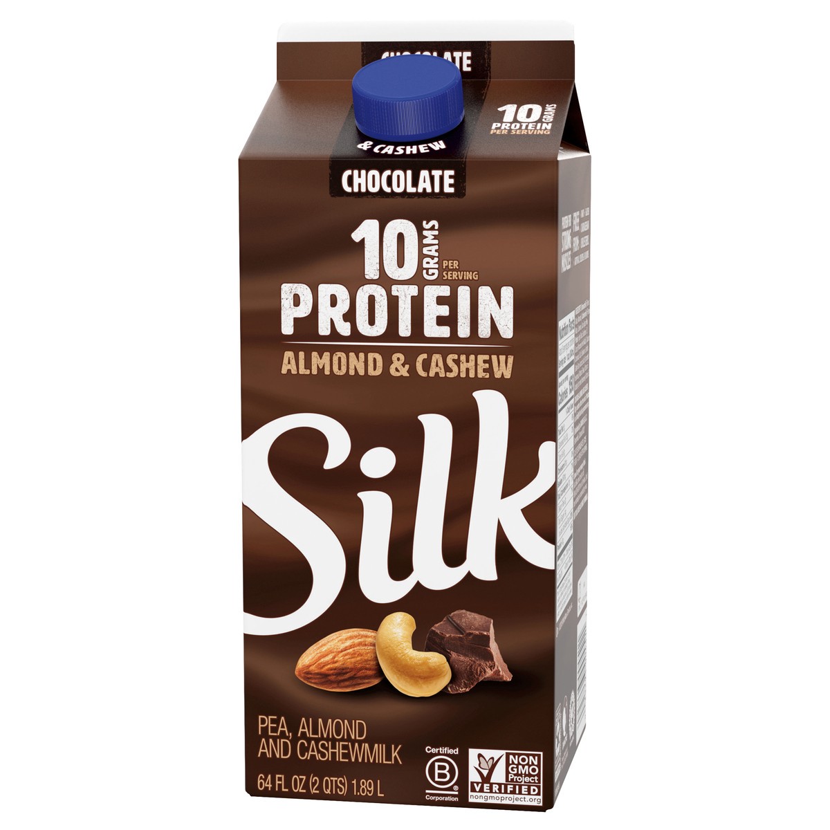 slide 8 of 9, Silk Protein Chocolate Pea, Almond & Cashew Milk, 1/2 gal