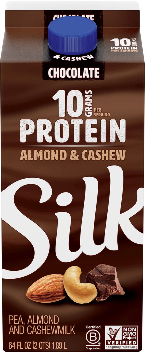 slide 7 of 9, Silk Protein Chocolate Pea, Almond & Cashew Milk, 1/2 gal