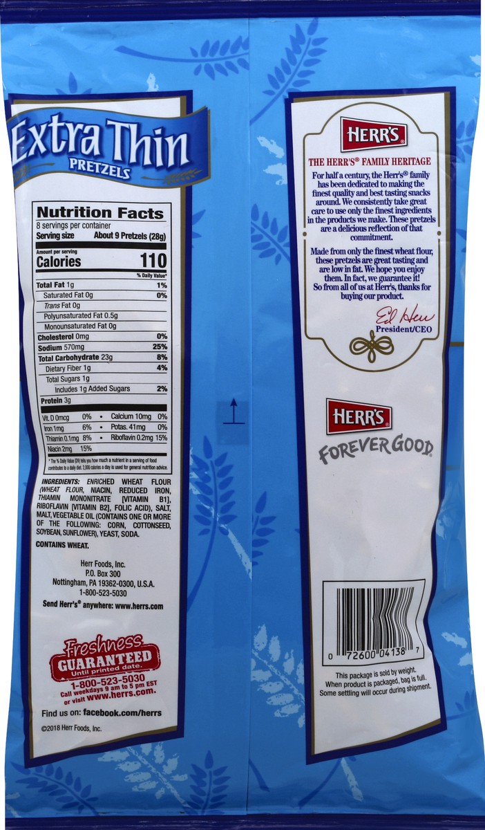 slide 6 of 6, Herr's Pretzel Thins Regular, 8 oz