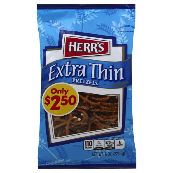 slide 1 of 6, Herr's Pretzel Thins Regular, 8 oz