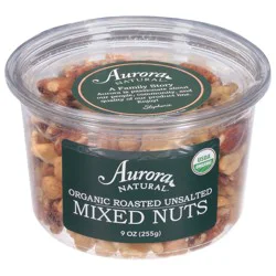 Aurora Natural Organic Roasted Unsalted Mixed Nuts - 9 oz