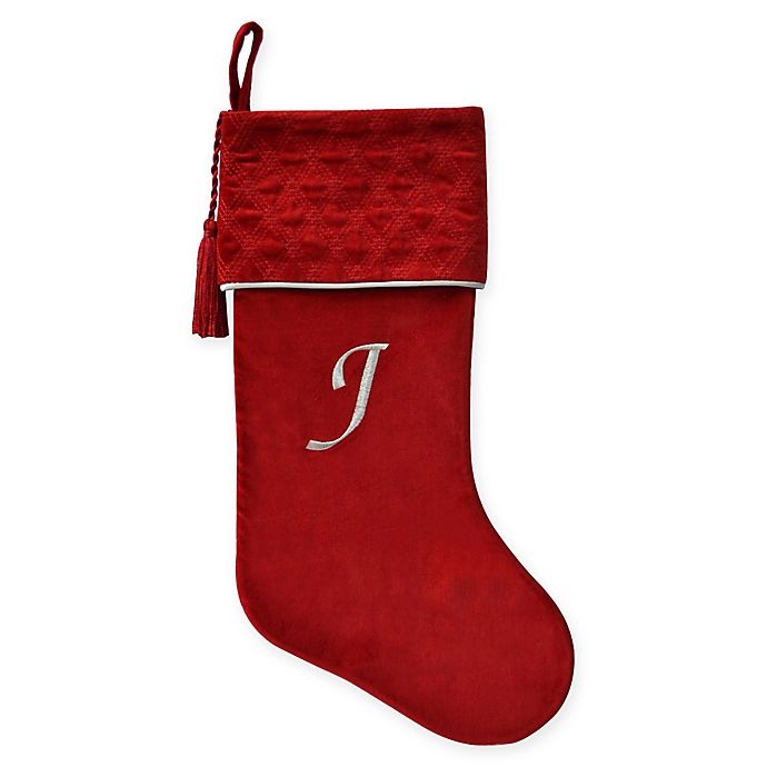 slide 1 of 2, Winter Wonderland Harvey Lewis Monogram Letter J'' Luxurious Velvet Stocking - Red'', 1 ct