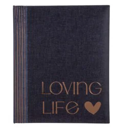 Malden Loving Life Weld Bound Photo Album, Two-Tone Blue Denim, 2 Up 4"x6"