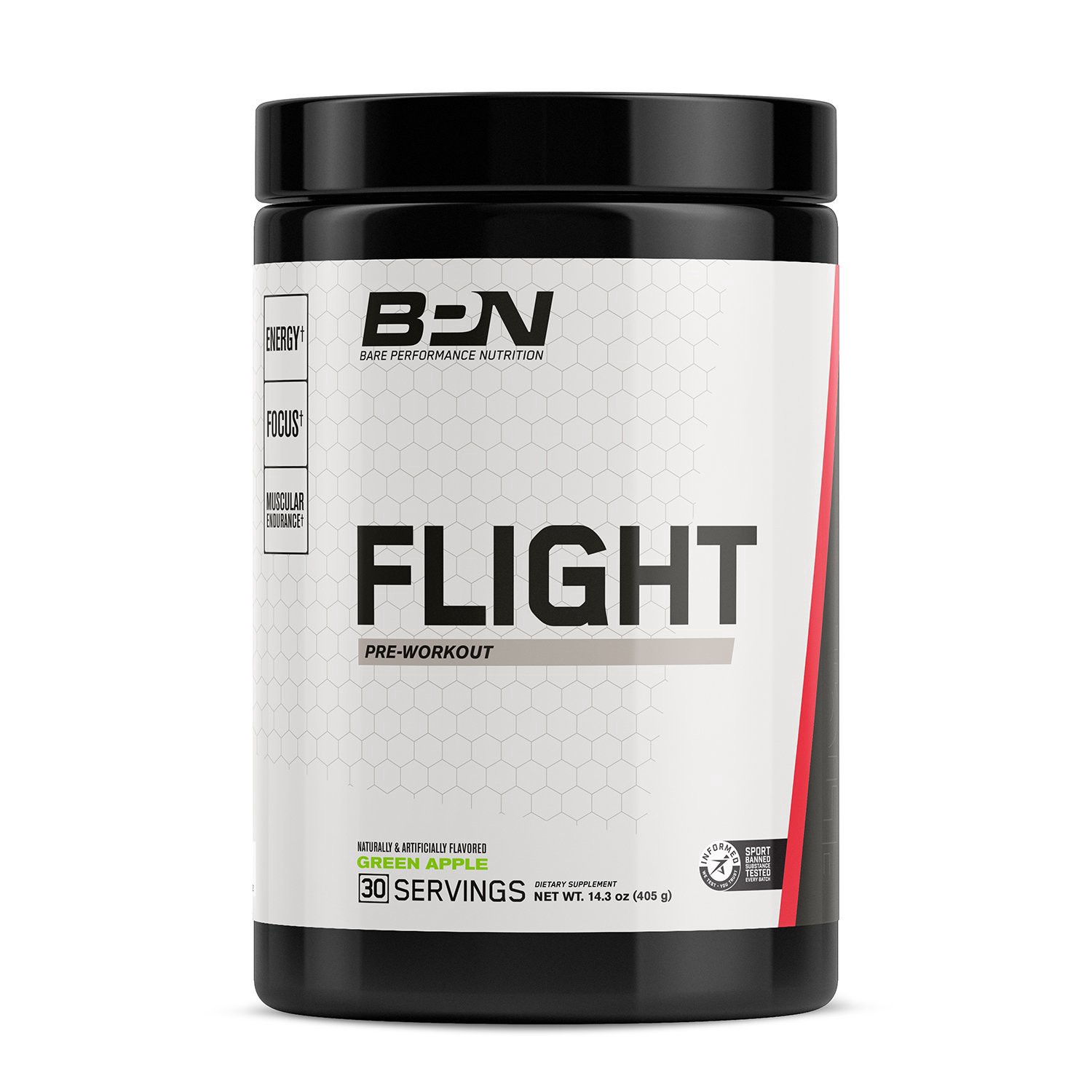 slide 1 of 1, Bare Performance Nutrition Green Apple Flight Pre-Workout, 14.3 oz