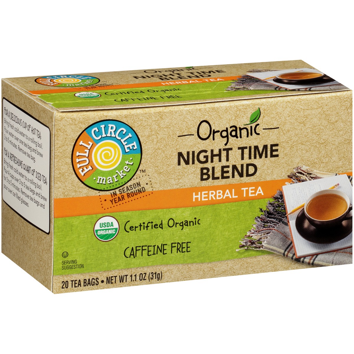 slide 8 of 9, Full Circle Market Caffeine Free Night Time Blend Herbal Tea - 1.1 oz, 1.1 oz