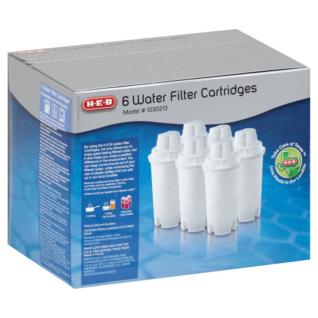 slide 1 of 1, H-E-B Water Filter Replacement Cartridge, 6 ct