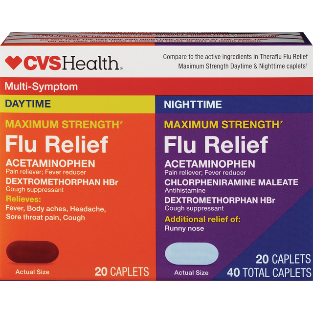 slide 1 of 1, Cvs Health Night Flu Relief Caplets, 40 Ct, 40 ct