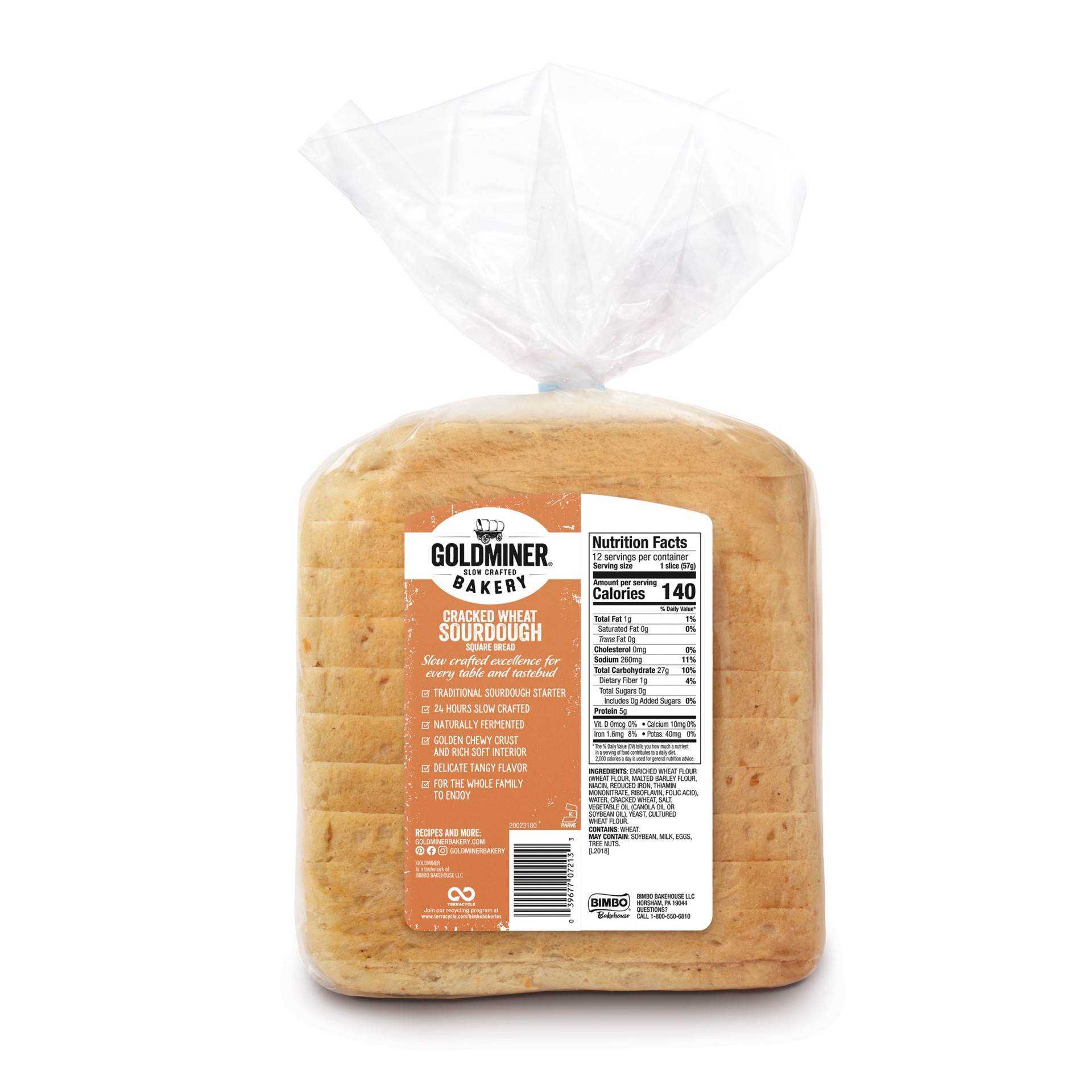 slide 8 of 8, California Goldminer Cracked Wheat Sourdough Square Bread, 24 oz, 24 oz