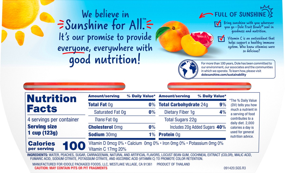 slide 5 of 9, Dole Diced Peaches In Strawberry Gel, 4 ct