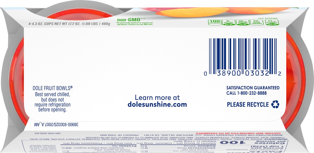 slide 3 of 9, Dole Diced Peaches In Strawberry Gel, 4 ct