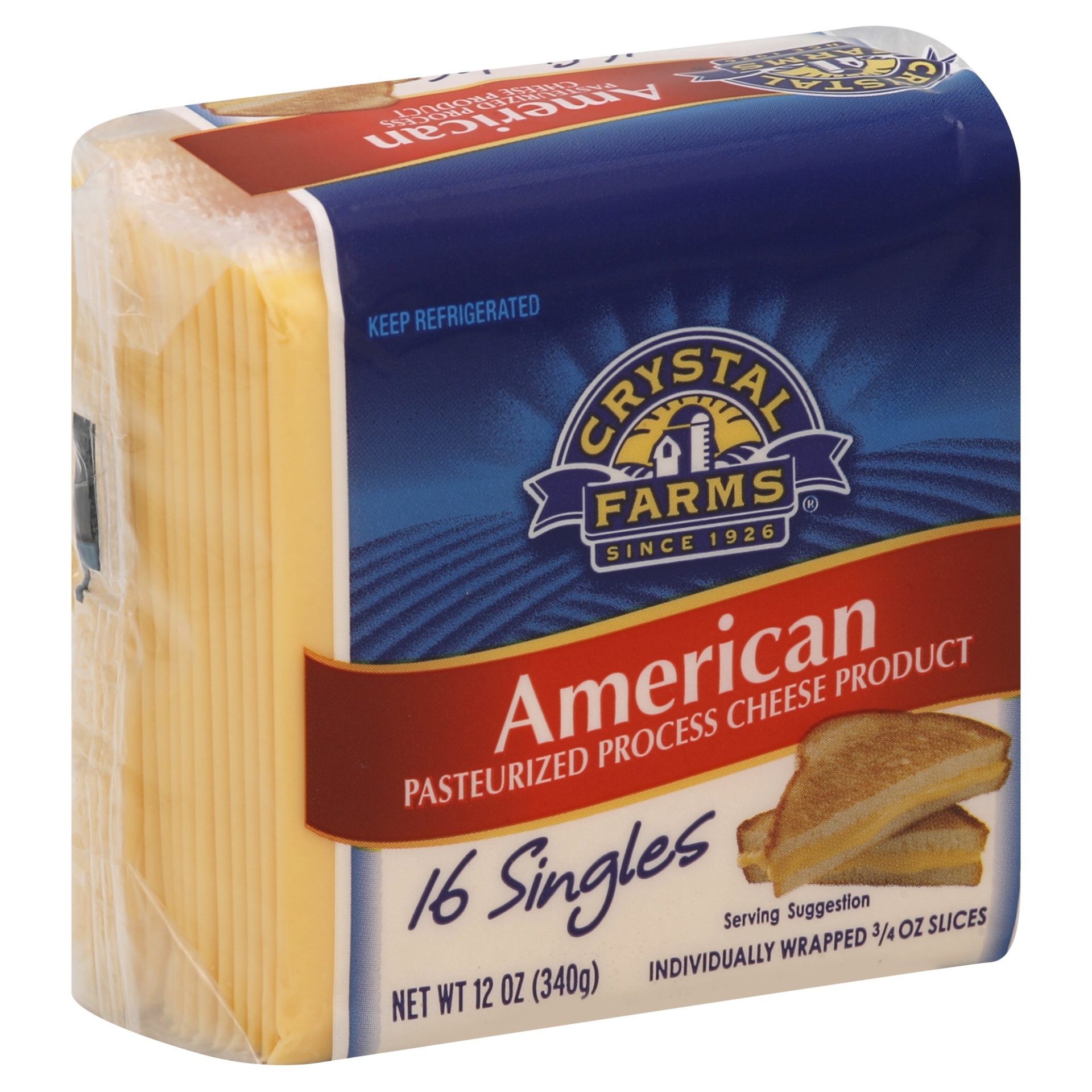 slide 1 of 1, Crystal Farms American Cheese Slices, 16 ct; 12 oz