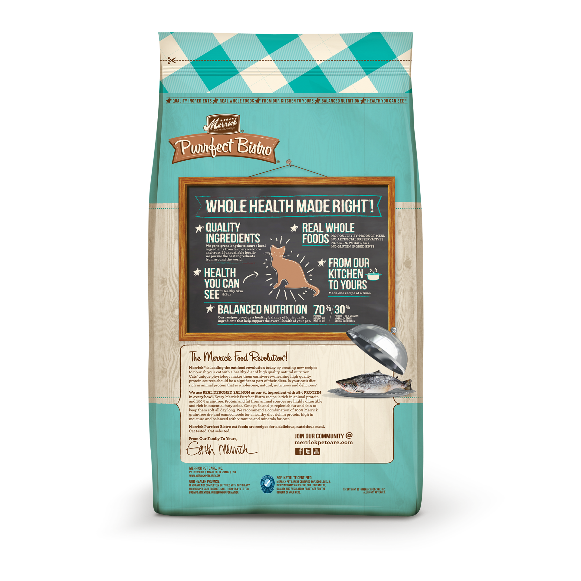 slide 3 of 4, Merrick Purrfect Bistro Grain Free Natural Dry Cat Food For Adult Cats, Real Salmon And Sweet Potato Recipe, 7 lb