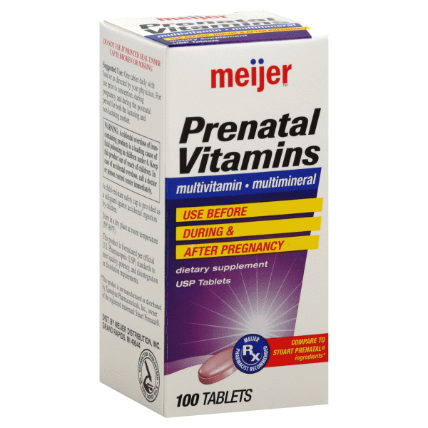 slide 1 of 1, Meijer Prenatal Vitamin, 100 ct
