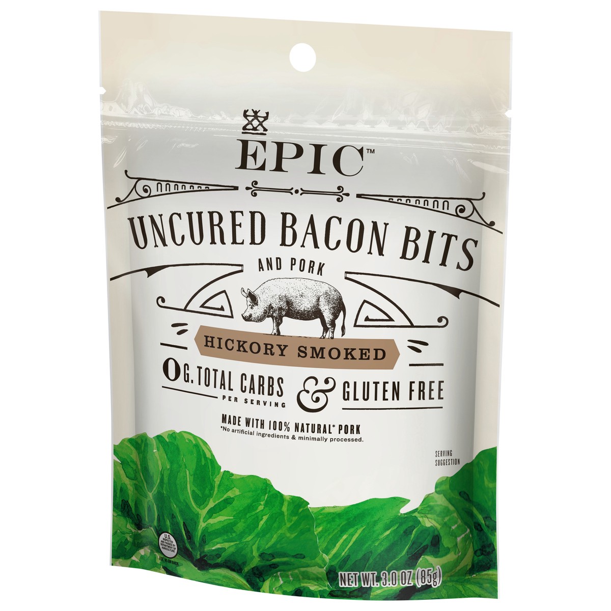 slide 3 of 9, Epic Hickory Smoked Uncured Bacon Bits, 3 oz