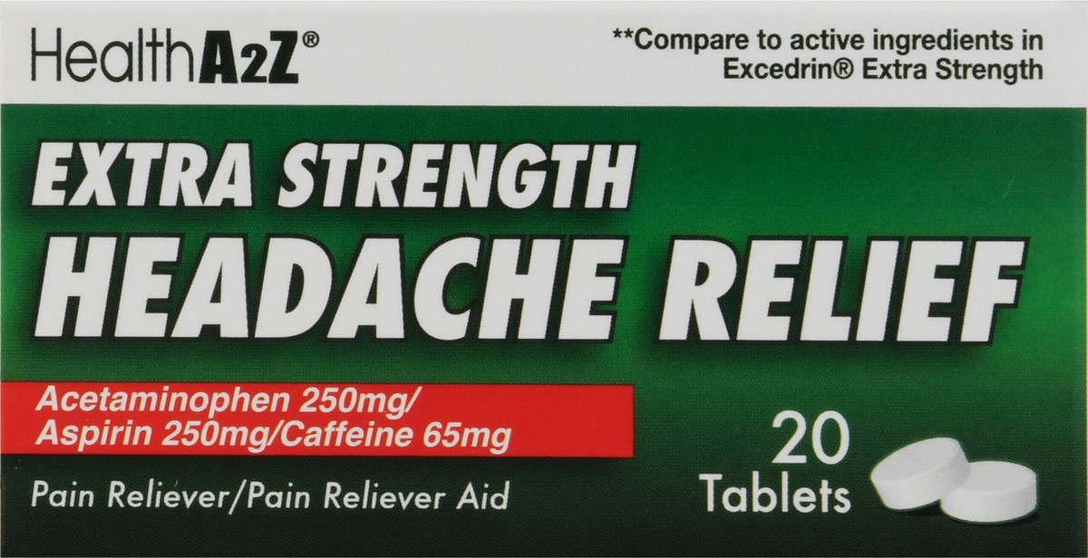 slide 4 of 13, HealthA2Z Extra Strength Headache Relief Tablets 20 ea, 20 ct
