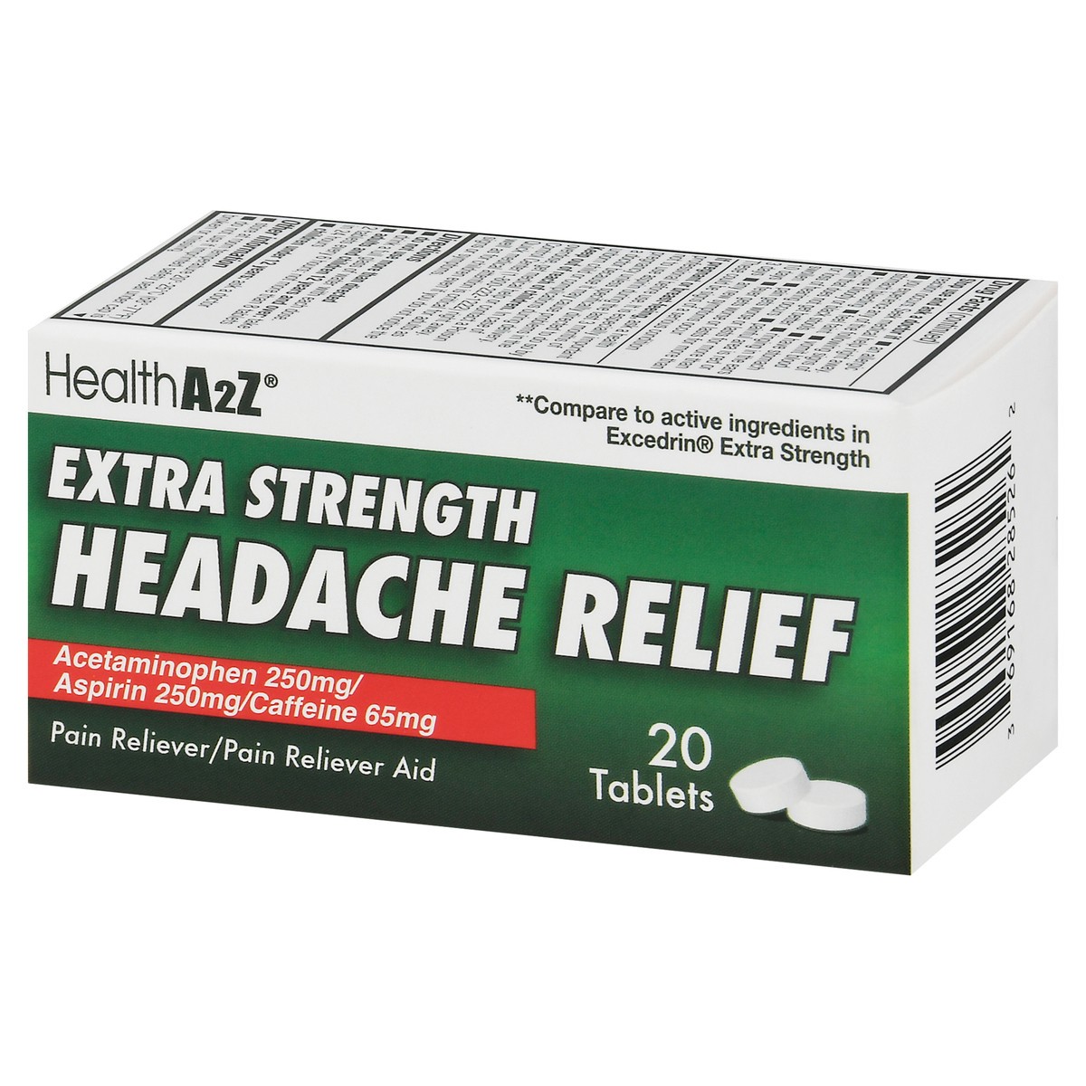 slide 7 of 13, HealthA2Z Extra Strength Headache Relief Tablets 20 ea, 20 ct