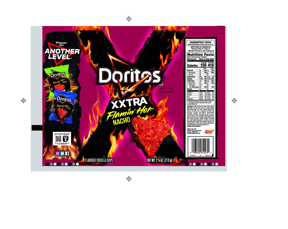 slide 7 of 9, Doritos Nacho Cheese Flavored Tortilla Chips Xxtra Flamin' Hot 2 3/4 Oz, 2.75 oz