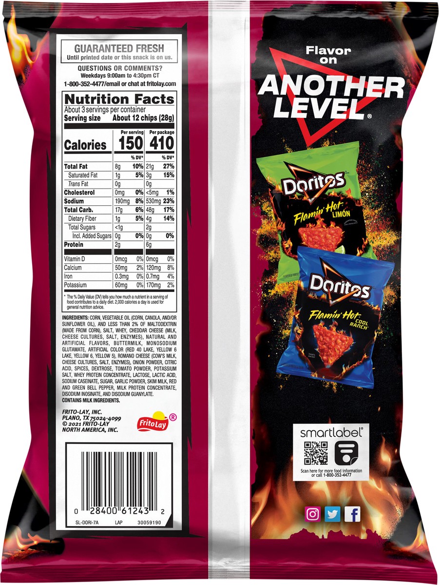 slide 5 of 9, Doritos Nacho Cheese Flavored Tortilla Chips Xxtra Flamin' Hot 2 3/4 Oz, 2.75 oz