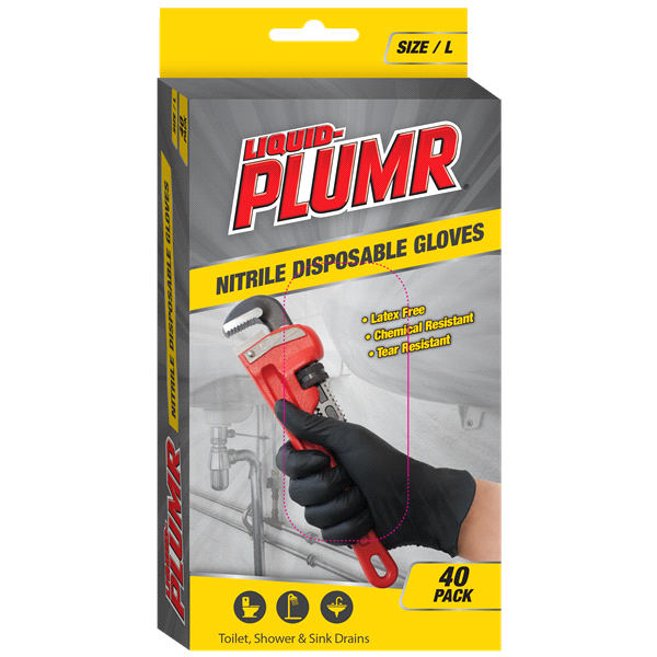 slide 1 of 1, Liquid Plumbr Disposable Nitrile Gloves, 40 ct