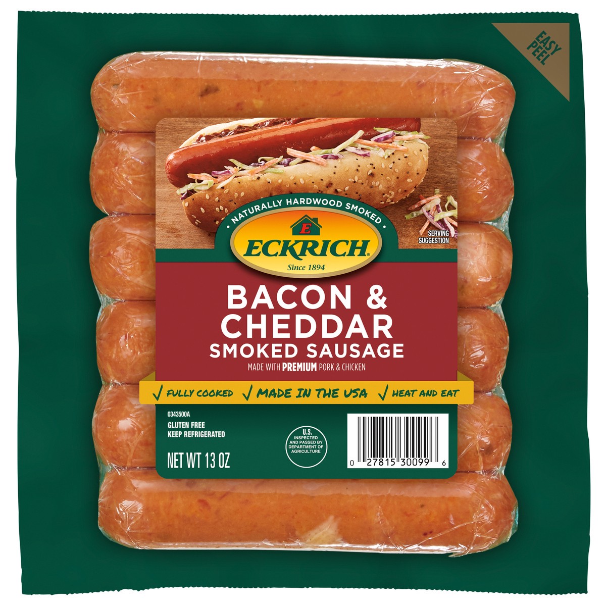 slide 6 of 10, Eckrich Bacon & Cheddar Smoked Sausage Links, 13 oz, 11 oz