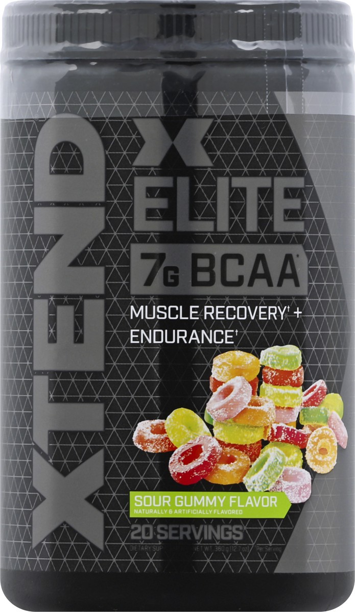 slide 2 of 2, XTEND, Xtend Elite, BCAAs, Sour Gummy Flavor, Hydration, Endurance, 18 g