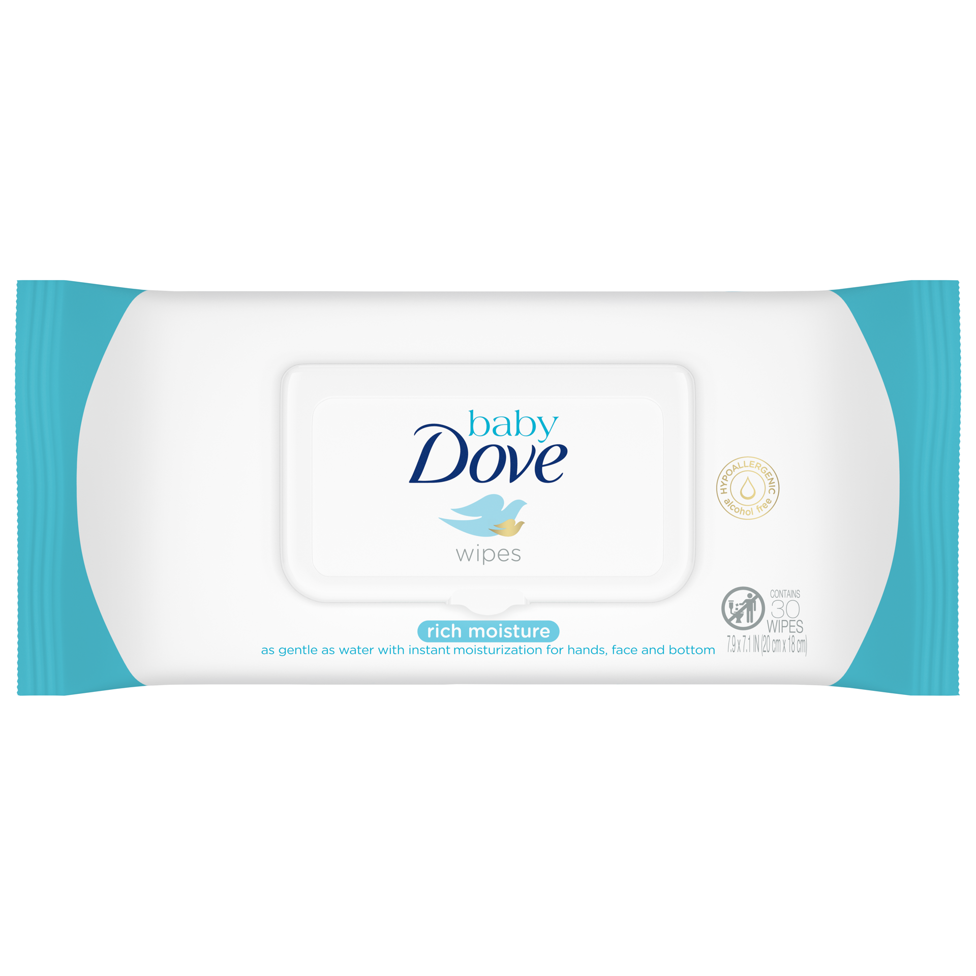 slide 2 of 4, Baby Dove Baby Wipes Rich Moisture, 30 count, 30 ct