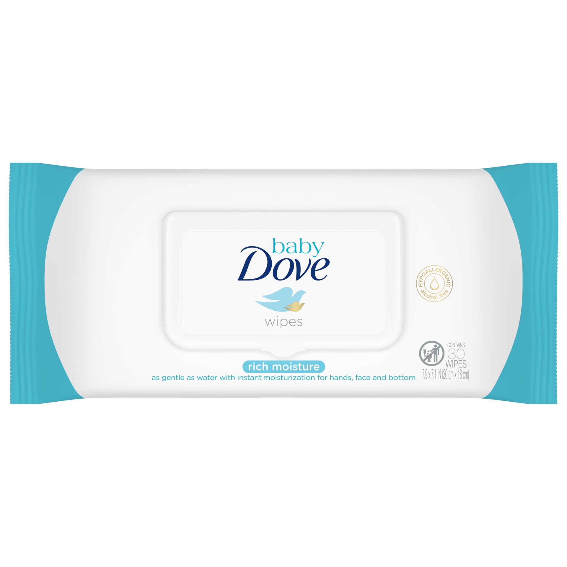 slide 1 of 4, Baby Dove Baby Wipes Rich Moisture, 30 count, 30 ct