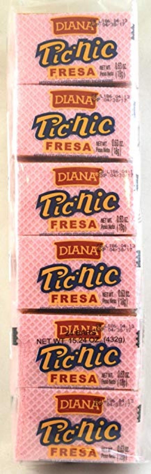 slide 1 of 1, Diana Picnic Fresa Wafers, 24 ct