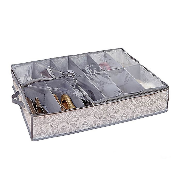 slide 1 of 1, Laura Ashley Almeida 12-Pocket Under-The-Bed Shoe Storage Box - Grey, 1 ct