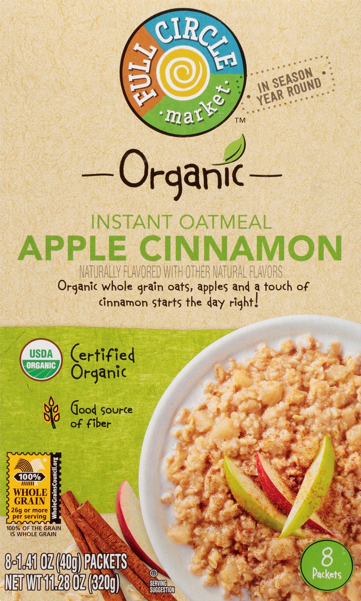 slide 2 of 14, Full Circle Market Organic Apple Cinnamon Instant Oatmeal 8 ea, 8 ct