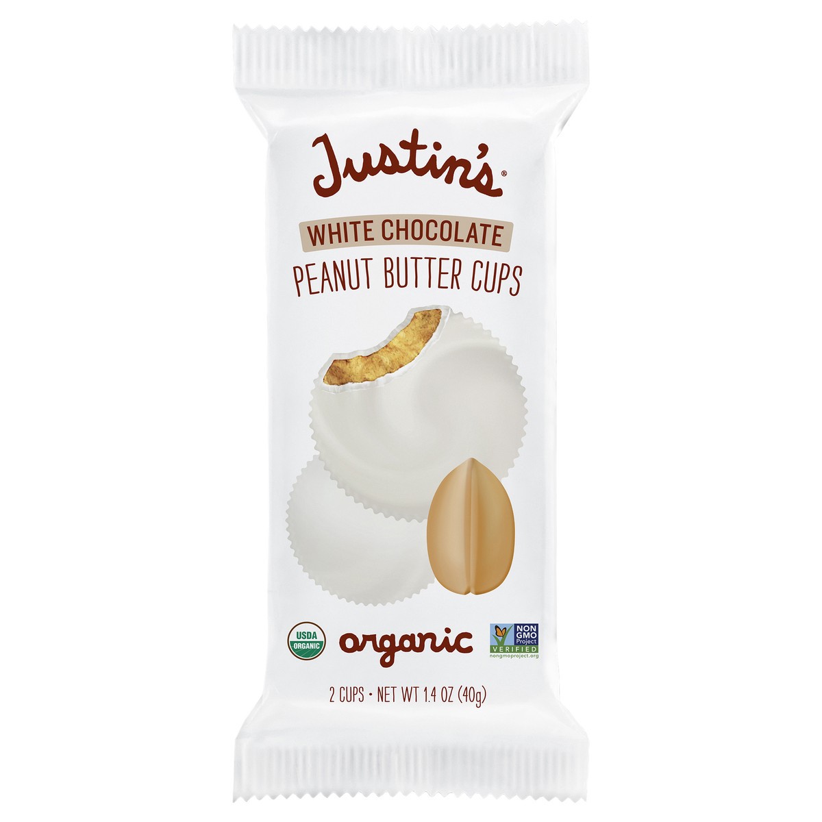 slide 1 of 9, Justin's Organic White Chocolate Butter Cups 1.4 oz, 2 ct