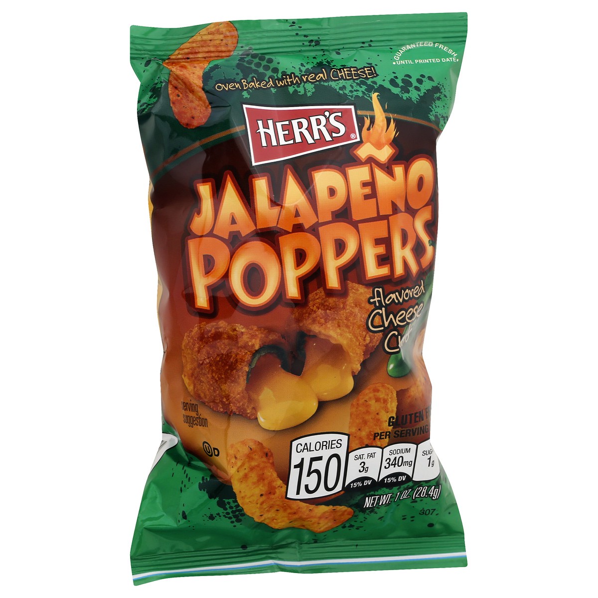 slide 2 of 10, Herr's Jalapeno Poppers Flavored Cheese Curls 1 oz, 1 oz