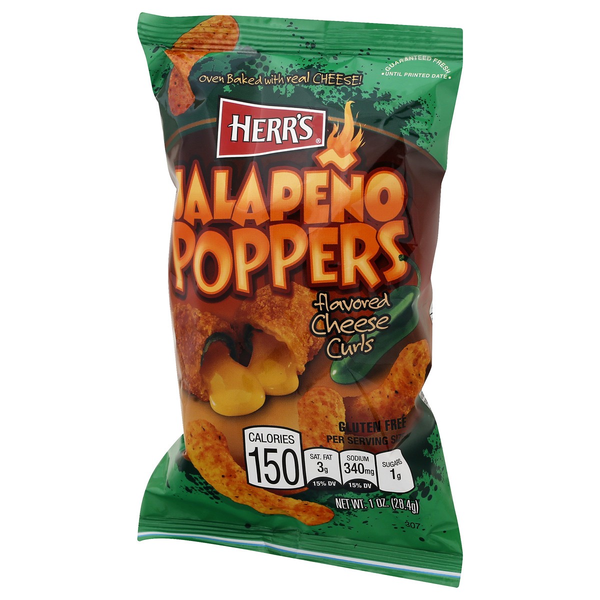 slide 3 of 10, Herr's Jalapeno Poppers Flavored Cheese Curls 1 oz, 1 oz