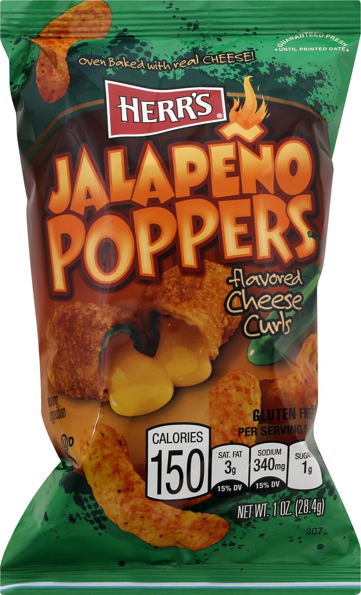 slide 9 of 10, Herr's Jalapeno Poppers Flavored Cheese Curls 1 oz, 1 oz