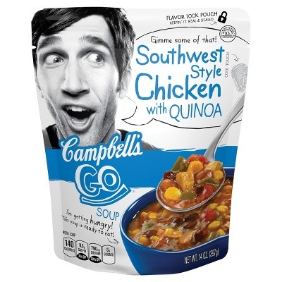slide 1 of 2, Campbell's Go Southwest Style Chicken With Quinoa Soup, 14 oz