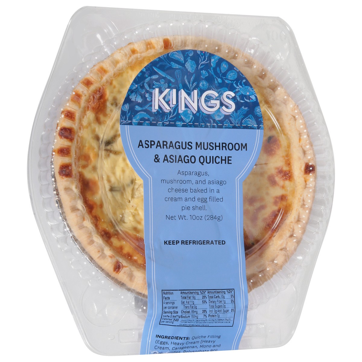slide 5 of 13, Quiche Asparagus Mushroom Asiago - 10 OZ, 10 oz
