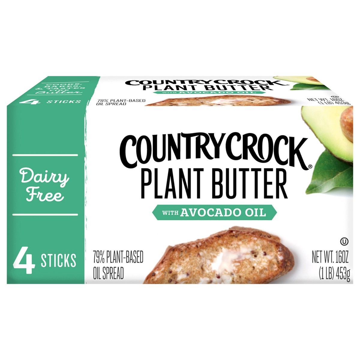 slide 1 of 9, Country Crock Dairy Free Vegan Plant Butter with Avocado Oil Sticks 16 oz, 4 ct; 16 oz