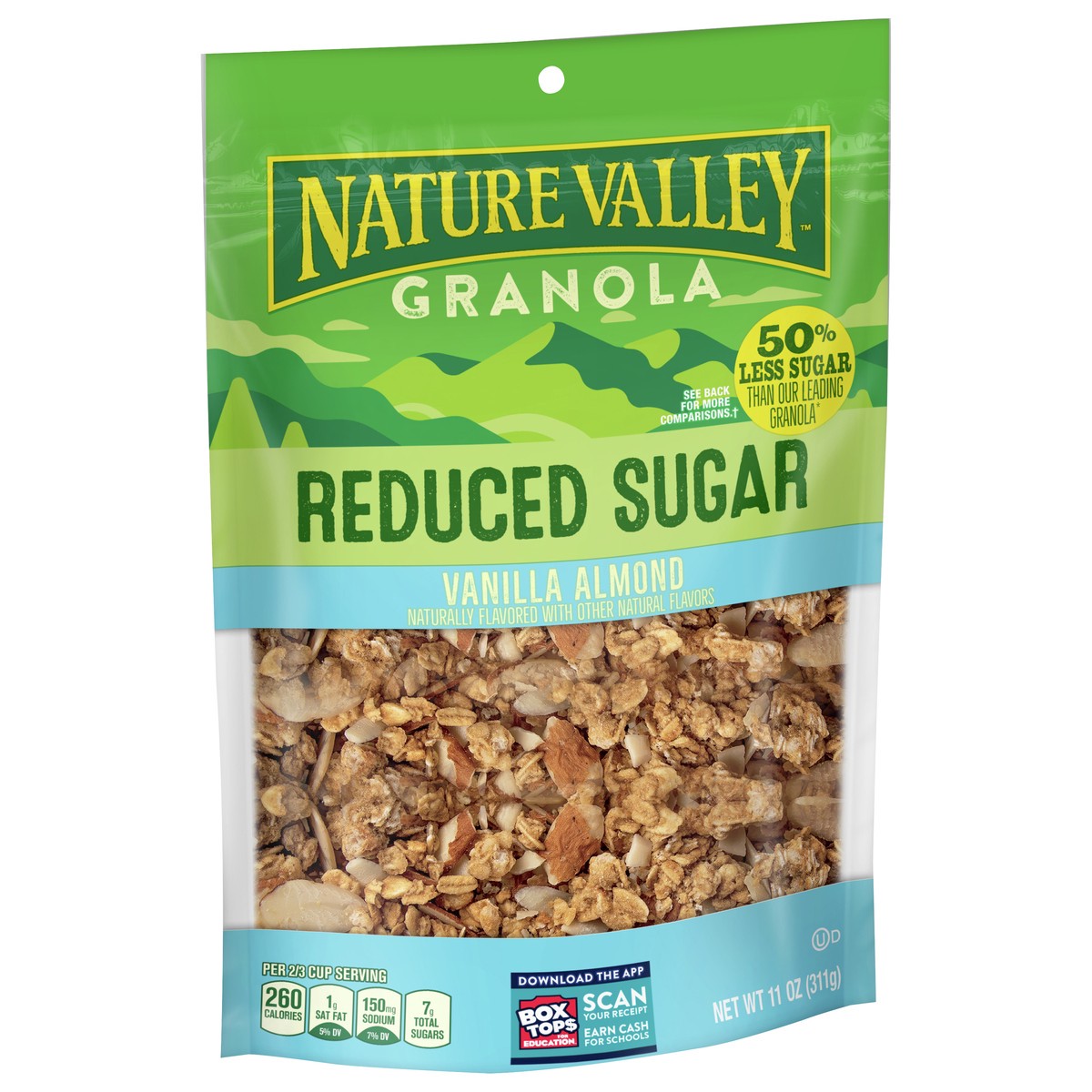 slide 9 of 9, Nature Valley Vanilla Almond Reduced Sugar Granola, 11 OZ Bag, 11 oz