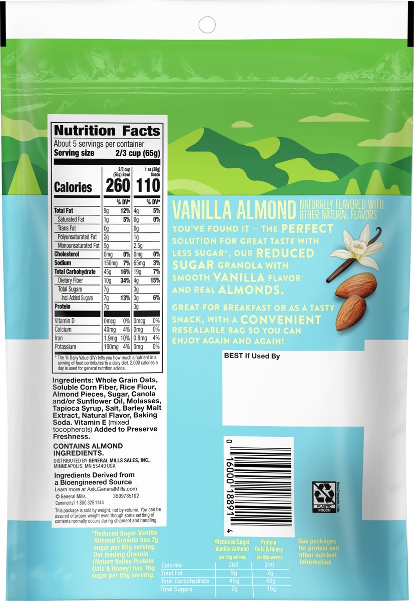 slide 3 of 9, Nature Valley Vanilla Almond Reduced Sugar Granola, 11 OZ Bag, 11 oz
