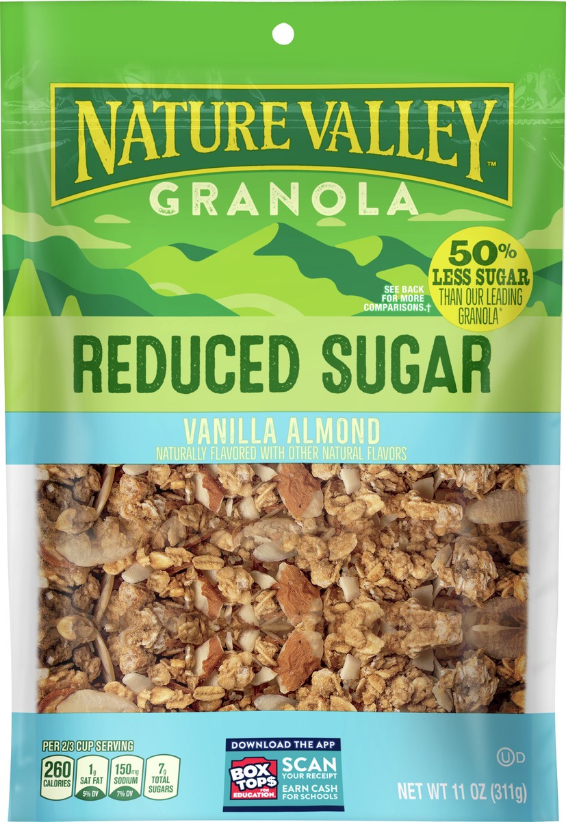 slide 5 of 9, Nature Valley Vanilla Almond Reduced Sugar Granola, 11 OZ Bag, 11 oz