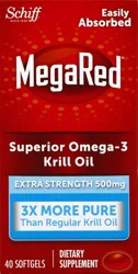 MegaRed 500mg Extra Strength Omega-3 Krill Oil, 40 Softgels