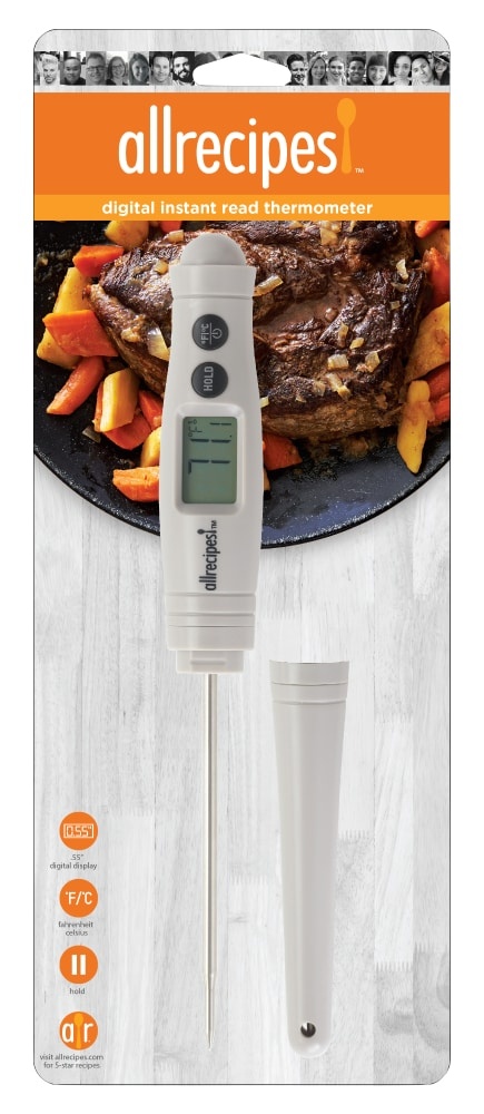 slide 1 of 2, Allrecipes Digital Pen Thermometer Gray, 1 ct