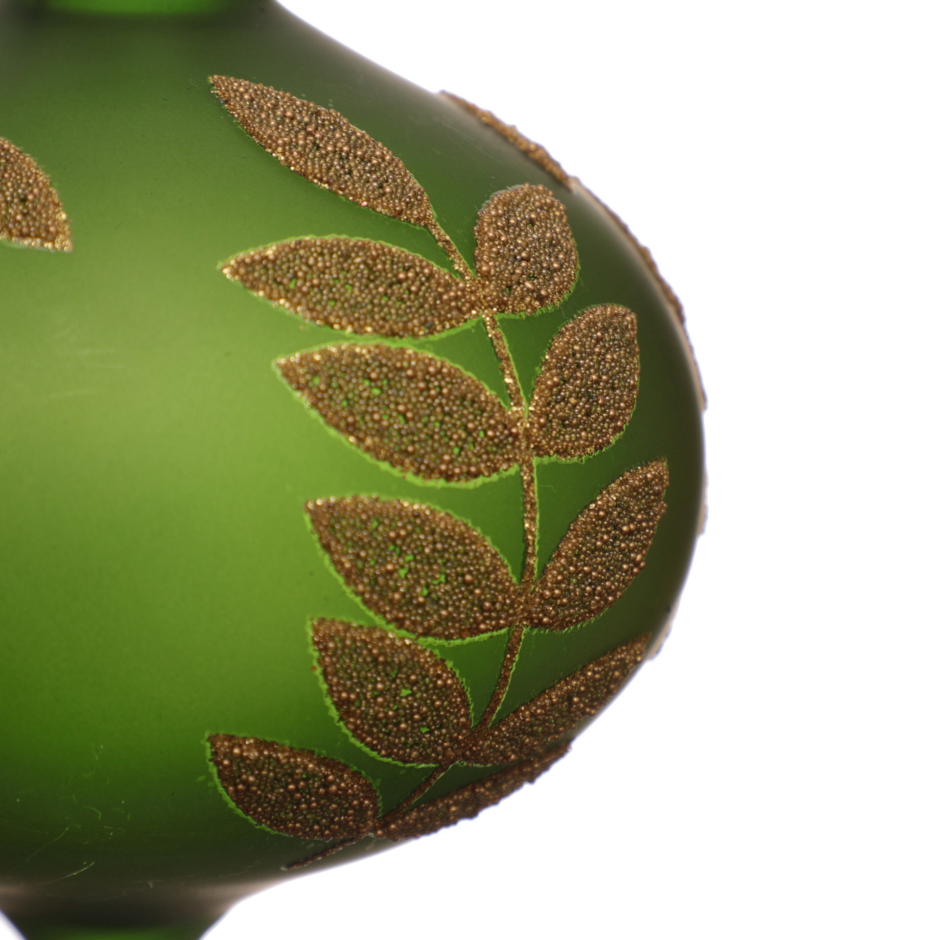 slide 2 of 3, 4.25" Green With Leaf Glass Onion Ornament By Ashland, 4.25 in