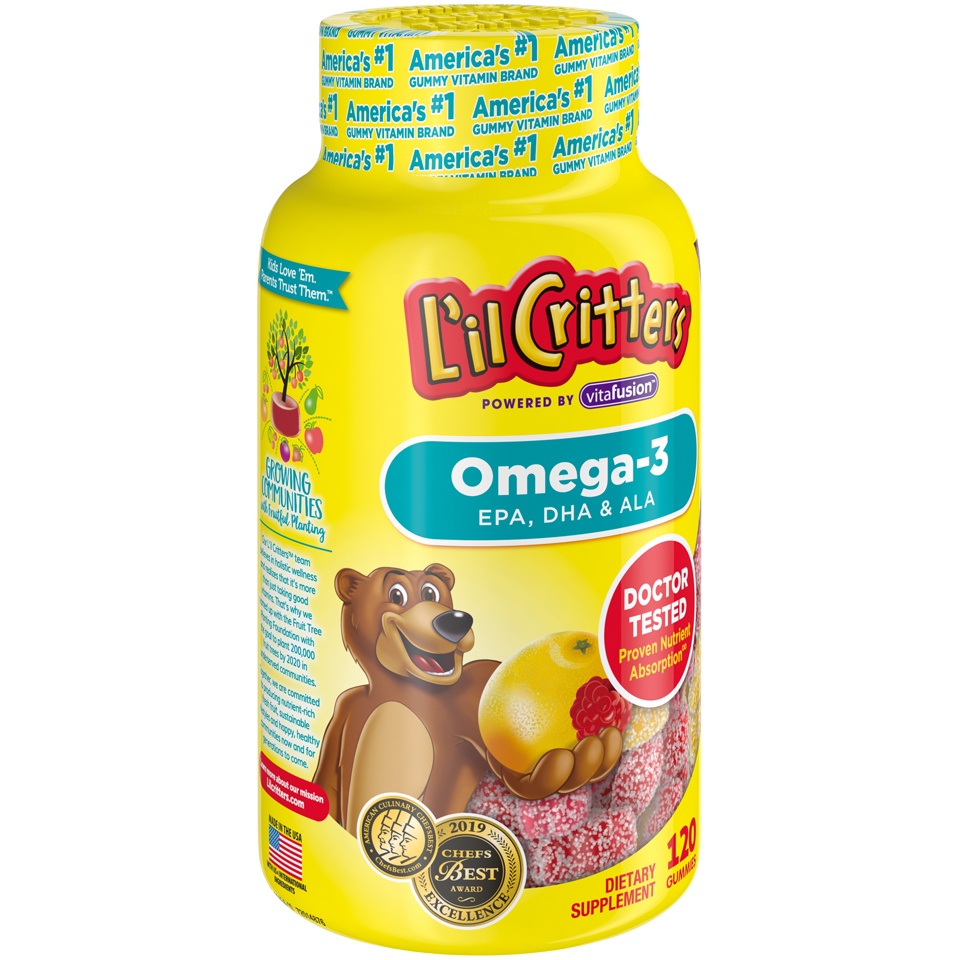 slide 2 of 3, L'il Critters Omega-3 Dietary Supplement Gummies - Fruit, 120 ct