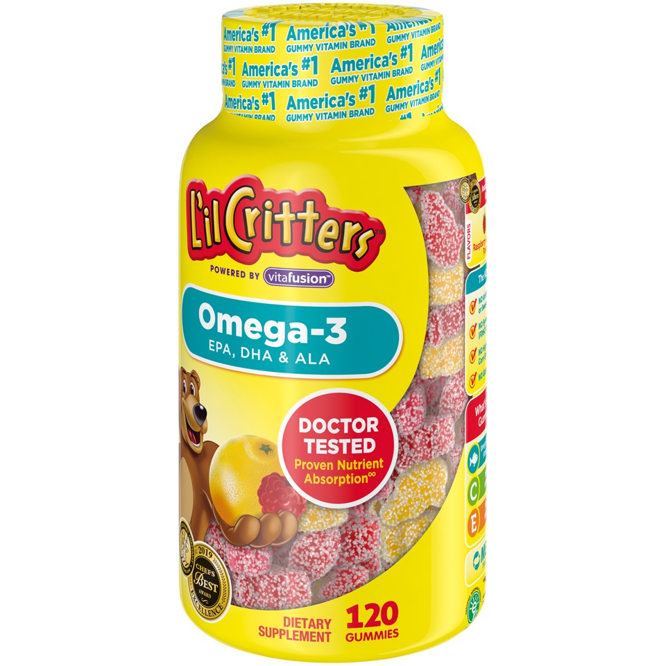slide 3 of 3, L'il Critters Omega-3 Dietary Supplement Gummies - Fruit, 120 ct