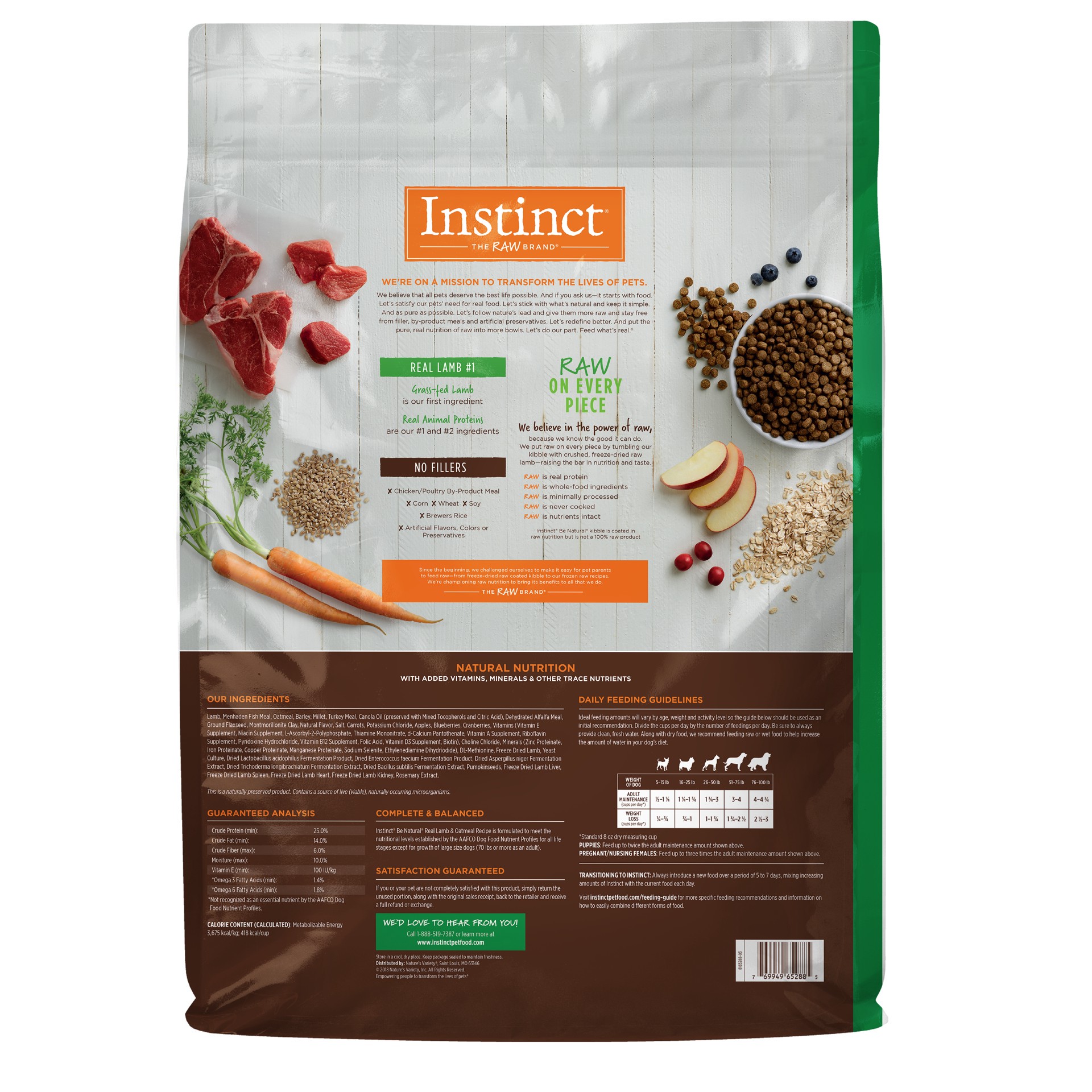 slide 6 of 6, Instinct Be Natural Lamb & Oatmeal Dry Dog Food, 24 lb. Bag, 24 lb